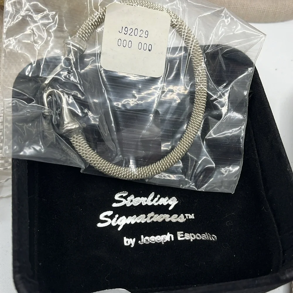 Vintage Joseph Esposito ESPO 925 Sterling Silver Mesh Hook Bracelet 7" - Picture 6 of 14